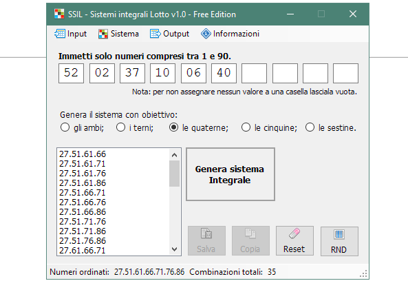 SSIL - Sviluppo Sistemi Integrali Lotto v1.0 Free Edition