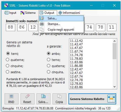 SSRL - Sviluppo Sistemi Ridotti Lotto - Gestione output