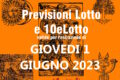 PREVISIONE LOTTO e 10eLotto n°65 di GIOVEDI 1 GIUGNO 2023